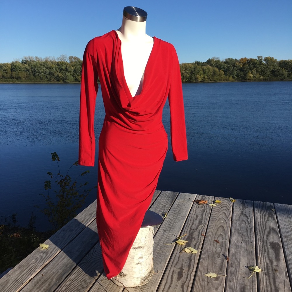 NWT Fashion Nova red Christen ruched midi dress